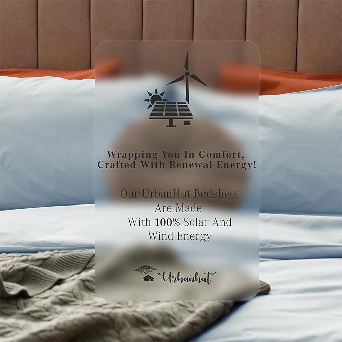 URBANHUT 1000 Thread Count California King Sheet Set Egyptian Cotton, Long Staple Soft & Breathable, 4 Pc Bed Sheet Sets, Luxury Hotel Sateen Sheets Fits 16" Deep Pocket - Light Blue