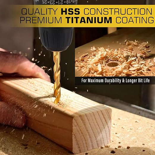 230 Pcs Titanium Twist Drill Bit Set for Metal and Wood,Coated HSS Conventional 118 Deg Tip Titanium Drill Bit Kit Set, Drill Bits Kit with Storage Case
