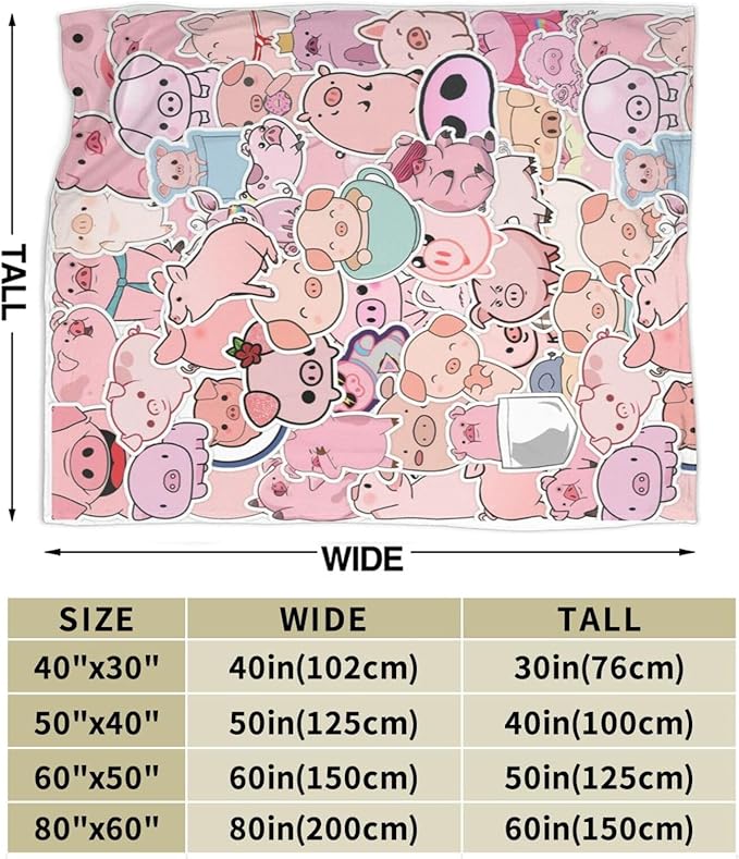 Mudiwa Kawaii Pig Blanket Cute Pig Flannel Plush Throw Blanket Cozy Lightweight Pig Decor Fleece Bedding Stuff Animal Blanket Gifts for Pig Lover Girls Boys Kids Adults Women Bed Travel 40"x50"