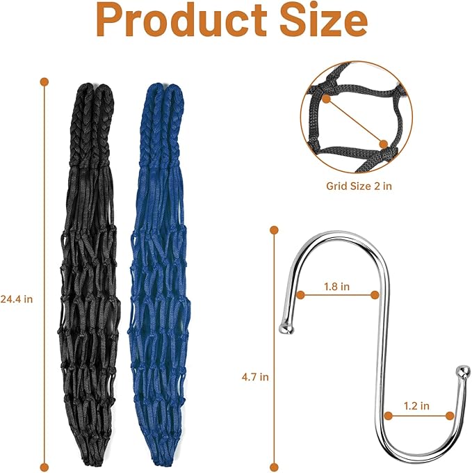 2 PCS Chicken Vegetable Hanging Feeder, Reusable Chicken Treat Holder, Poultry Feeding Tool with Hooks, for Chicken Duck (Black and Blue)