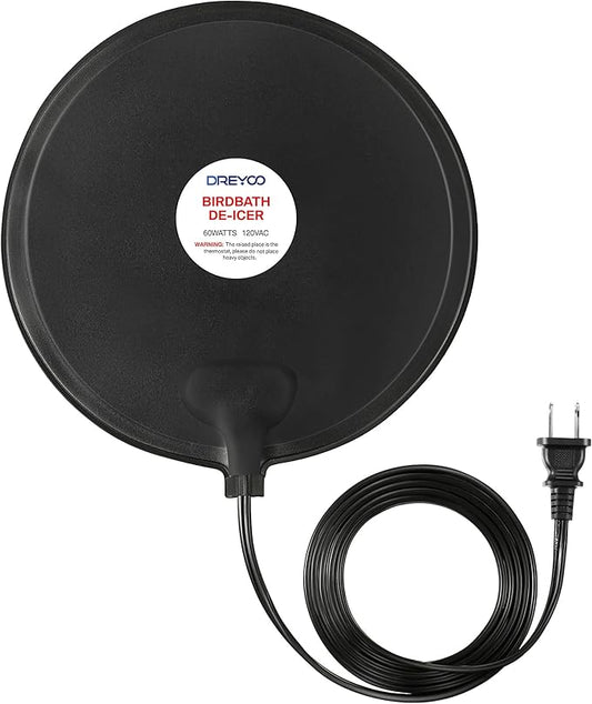 Dreyoo 1 Pack Bird Bath De Icer, 60w Submergible De Icer, Thermostatic Controlled Winter Water Heater Deicer for Bird, Chicken, Duck, Farm Trough, Design Patent Product