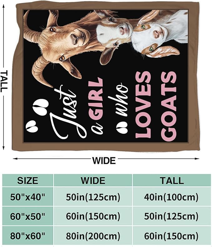 Goat Blanket for Girls Women Goats Gifts Lovers Throw Blankets Cozy Plush Fleece Animal Flannel Fuzzy for Couch Chair Bed 80"X60"