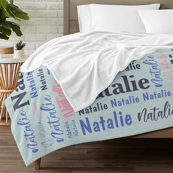 Custom Blanket with Name Personalized Blankets for Kids Adult Boys Girls Flannel Monogrammed Customized Blankets Throw (40''x50'')