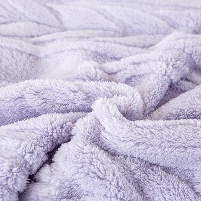 YUSOKI Sherpa Twin XL Blanket(Without Pillows)-3D Stylish Design Super Soft Blankets for Teen Girls Women Couch Bed Sofa Chair Men Boys Gift(Lavender Fog,65"x90")