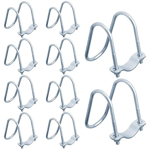 10 Sets 1-5/8" x 1-5/8" O.D. Cross-Connector Vertical Pipe Clip, Crossover Clamps Tube Buckle Fixator for Farm, Greenhouse Awning Frame Top Rail Fence Scaffolding