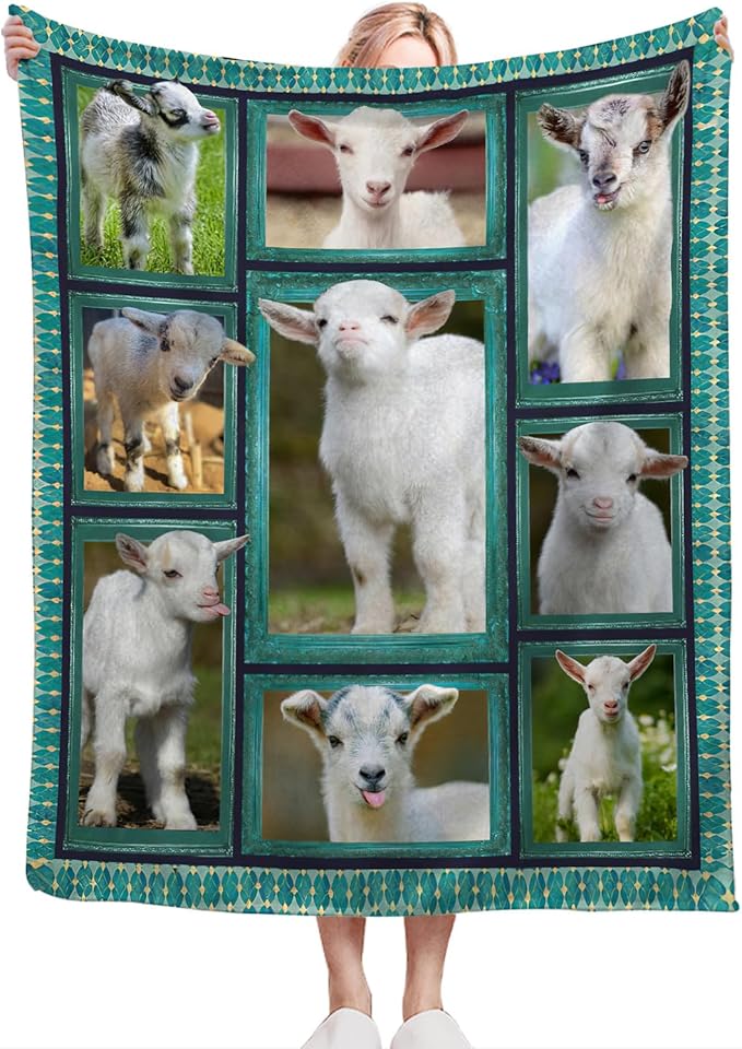 Cute Goat Blanket, Farmhouse Animal Throw Blankets, Goats Fuzzy Plush Blanket Ultra Soft for Goat Lover Gift Kids Teens Women Men Girls Boys Stuff Decor for Home Bedding Sofas Couch Camping 60"X50"