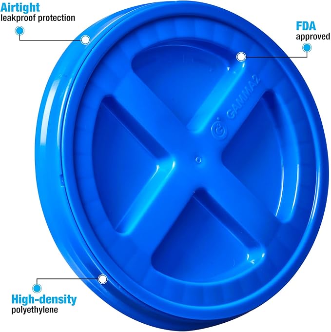 Consolidated Plastics 3.5 Gallon Black Food Grade Buckets + 6 Gamma Seal Lids, BPA Free Container Storage, Durable HDPE Pails, Made in USA (6 Pack)