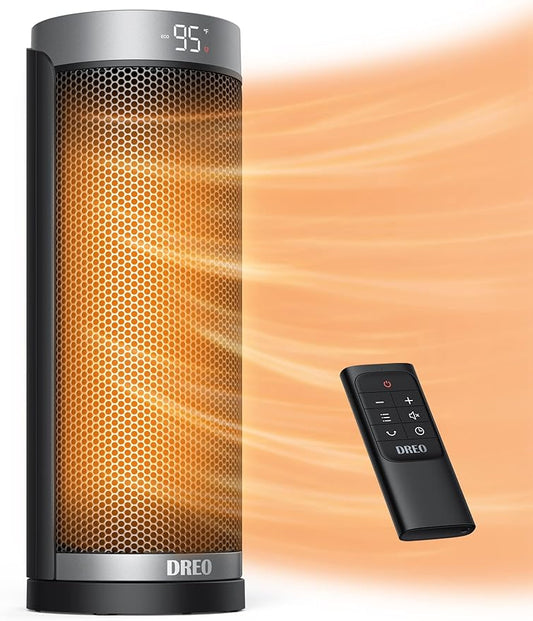 Dreo Space Heaters for Indoor Use, Electric Heater with Remote for Bedroom Large Room, 16 inch Upgraded 1500W Fast Heating with Thermostat, Overheating & Tip-Over Protection, 70°Oscillating, Portable