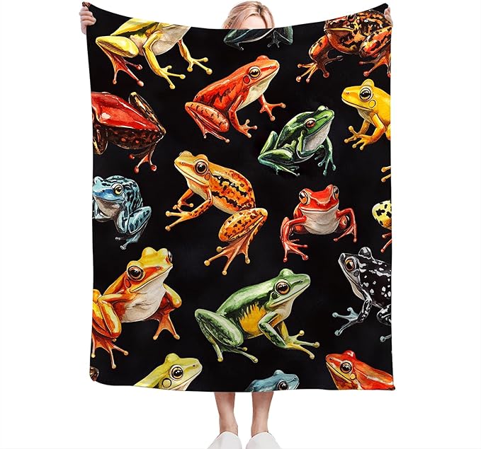 Frog Blanket Gifts for Girls Boys Soft Warm Plush Colorful Frog Animal Throw Blanket Flannel Fleece Fuzzy Blankets for Kids Lover Bed Couch Living Room Decor 50"X40"