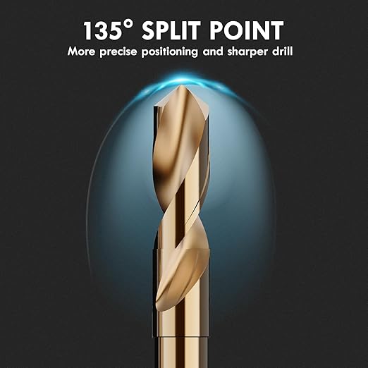 3/4" (4pcs) Cobalt Drill Bit Set - 6Inch Length, M35 High Speed Steel Jobber Length Drill Bit Kit for Hardened Metal, Stainless Steel, Cast Iron, Wood and Plastic, with Index Storage Case