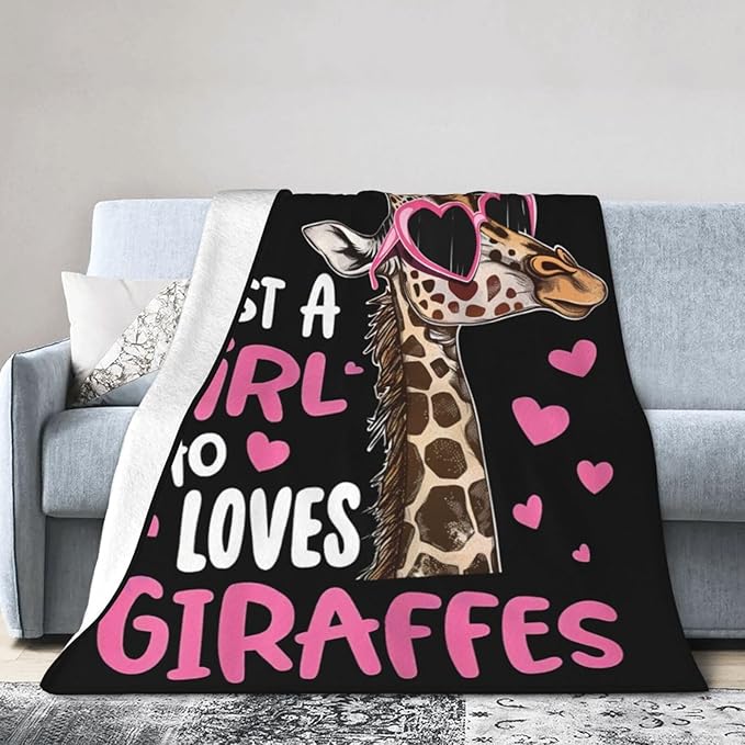 Giraffe Blanket Super Cozy Soft Giraffe Throw Blanket Warm Plush Fluffy Just a Girl Who Loves Giraffes Lightweight Fleece Flannel Gifts Blankets for Kids Adults 50"X40"