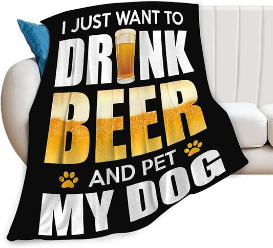 Tijuboni Beer Throw Blanket Beer Gifts for Men Women Adults Soft Flannel Fleece Blanket for Couch Sofa Bed Home Decor 50"x60"