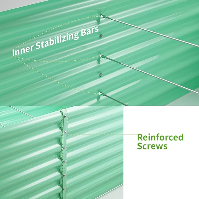 Land Guard 8x4x2ft Galvanized Raised Garden Bed, Planter Boxes Outdoor, Raised Garden Beds Outdoor for Vegetables, Flowers, Herbs, 479 Gallons, Lime Green…