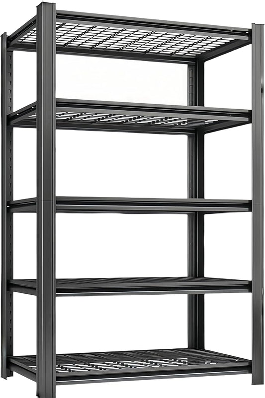 Standing Shelf Units Heavy Duty Storage Rack Industrial Wire Mesh Shelving 2750LBS Double Layer Support Floor Mount 5-Tier Black for Garage Storage Warehouse 72" H x 35" W x 15.5" D