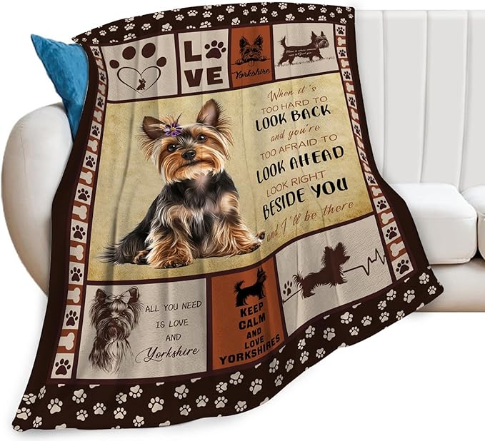 Yorkie Blanket, Yorkshire Dog Throw Blanket, Yorkie Gifts Blankets Stuff Fleece Flannel Plush for Girls Women Lovers Adults Soft Bedding Gift for Sofa Bed Office Home Decor 60"x50"
