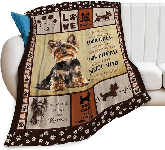 Yorkie Blanket, Yorkshire Dog Throw Blanket, Yorkie Gifts Blankets Stuff Fleece Flannel Plush for Girls Women Lovers Adults Soft Bedding Gift for Sofa Bed Office Home Decor 80"x60"