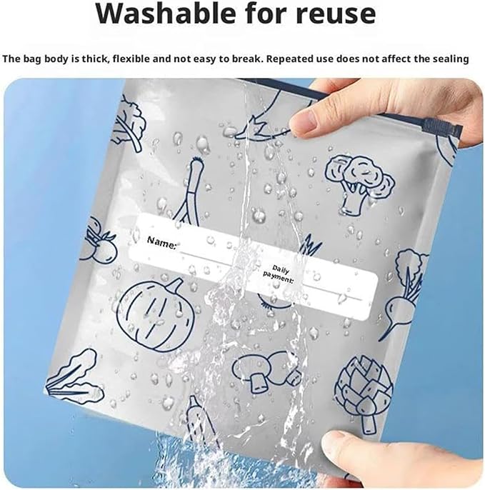 30 Pcs Reusable Aluminum Foil Sealable Storage Bags, 2025 New Resealable Vacuum Zipper Pouches for Food, Stand Up Foil Sealable Bags with Label and Zip Lock for Vegetable Fruit Meat (3 Size)