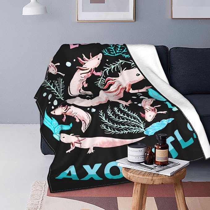 Just A Boy Axolotl Decor Throw Blanket - Super Warm Soft Plush Lightweight Fleece Flannel Blanket - Axolotl Gifts for Boys, Girls, Kids, Women, Adults - Winter Couch, Bed - 40"X50"