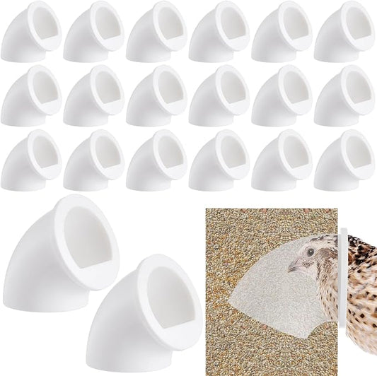 20 Pack Quail Feeders No Waste Chicken Feeder Port 1.5 Inch DIY Chick Feed Saver Quail Supplies for Coturnix Small Poultry Farm Bucket Bin Container