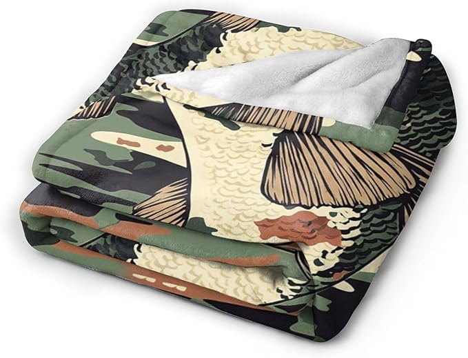 Bass Fish Blanket Fishing Throw Blanket Soft Warm Cozy Fuzzy Plush Camo Fishes Throw Blanket Gifts for Girls Women Fish Lightweight Fleece Flannel Gift Blankets for Kids Adults 60"X80"