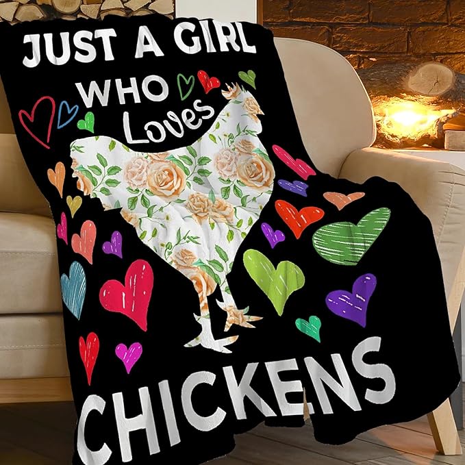 Chicken Cozy Soft Gifts for Lovers - Warm Plush Fluffy Throw Blanket - Lightweight Rooster Fleece Flannel - 60"x50"