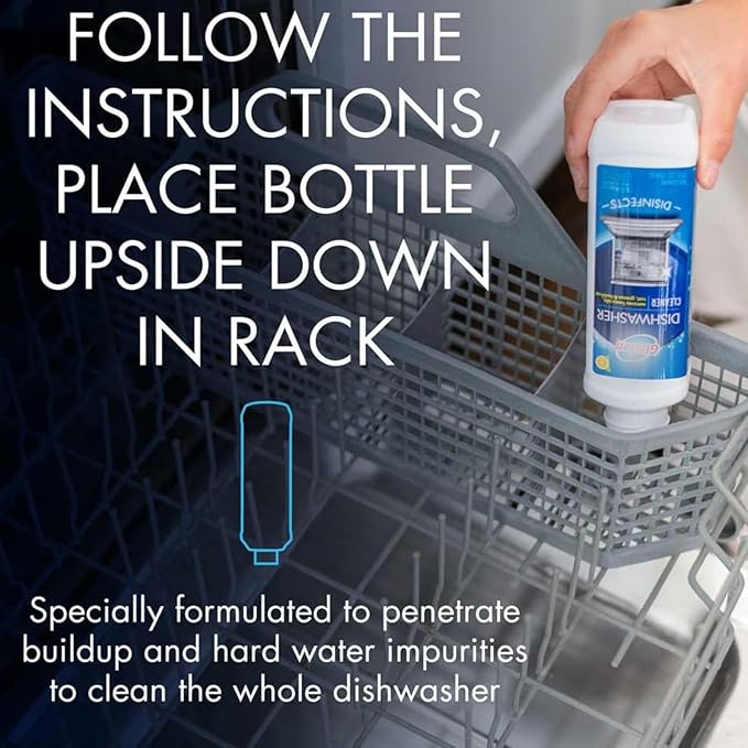 Gli-Steen Dishwasher Cleaner – Lemon Scent, 12 oz Bottle | Removes Limescale, Grease, Buildup & Stains | Deep Cleaning for All Dishwashers | Septic-Safe | 12-Pack