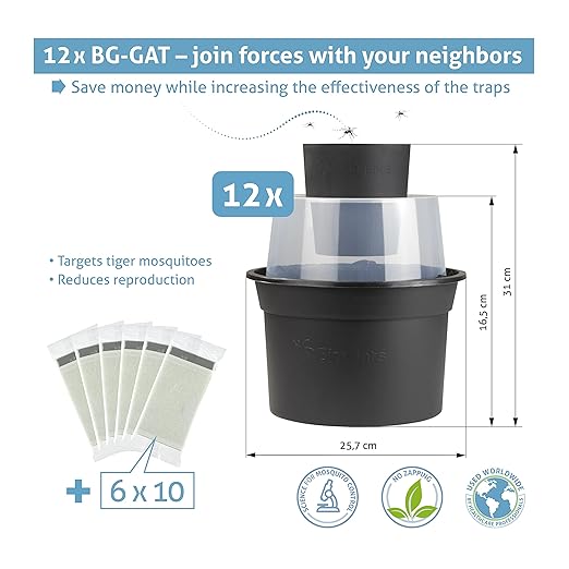 Biogents GAT2 Mosquito Trap – Non-Electric, Eco-Friendly Egg-Laying Trap for Tiger Mosquito Control – 12 Traps with 10 Sticky Cards for Outdoor Breeding Prevention