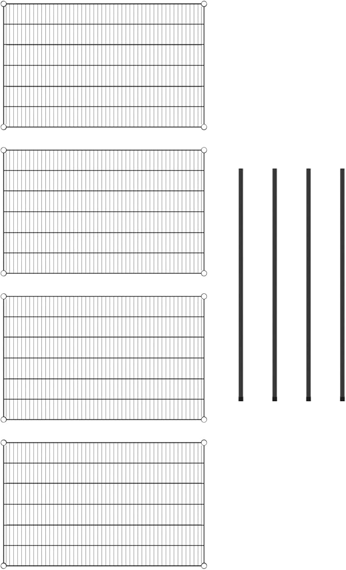 Commercial NSF Listed Black Epoxy Stationary Wire Shelving Kit 30" x 48" x 54", with 4 Shelves Perfect for Warehouse, Walk-in Refrigerator, Freezer, Grocery Store, Restaurant, Dishroom