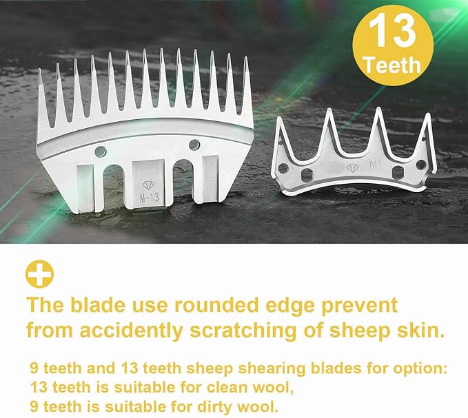 13 Tooth Sheep Shears Replacement Blades PRO Universal Blade for All Major Brands Oster GDJOB TAKEKIT BEETRO Dragro Lister Heiniger Sheep Clippers for Sheep Alpacas Goats (13 Tooth Silver)