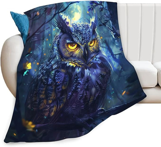 Tijuboni Owl Throw Blanket Owl Gifts for Girls Boys Women Men Kids Adults Soft Flannel Fleece Blanket for Couch Sofa Bed Home Decor 60"x80"