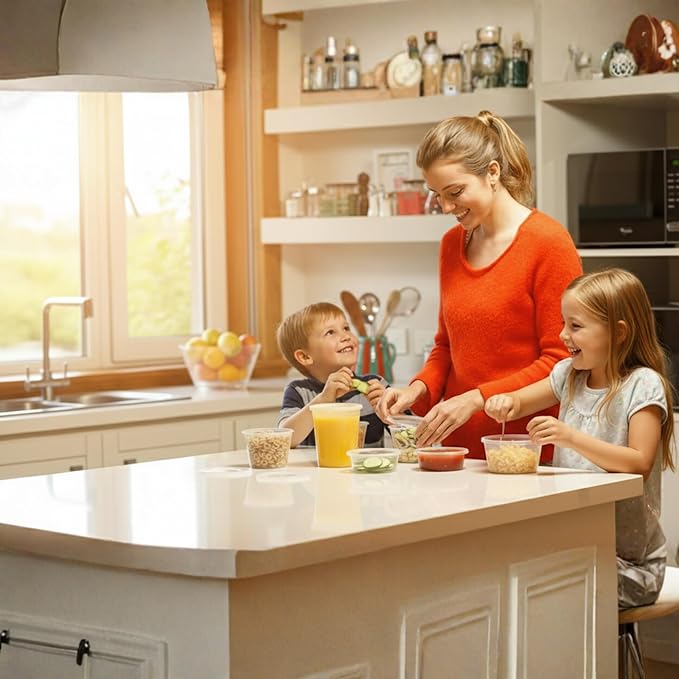 Healthy Packers Plastic Deli Containers with Lids (8oz 50 Sets) - Clear Plastic Containers with Airtight Lids - Great for Your Slime Kit, Food - BPA Free | Leakproof - Microwaveable & Freezer Safe