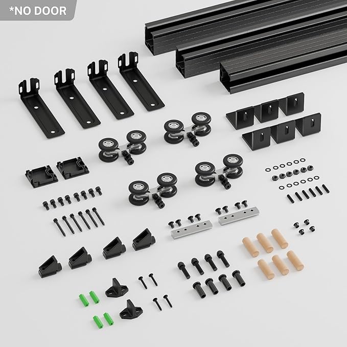 120"/10FT Ceiling Mount Box Rail Barn Door Hardware Heavy Duty Sliding Track, Aluminium Alloy Kit for Double Door (No Panel)