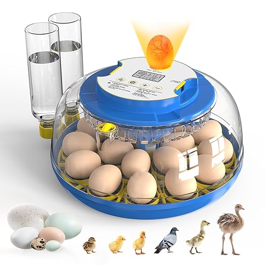 Incubators for Hatching Eggs, 18 Eggs Incubators with Egg Candler Automatic Egg Turner, Temperature & Humidity Control, Full Viewing for Chicken, Duck, Quail, Goose, Parrot and Pigeon