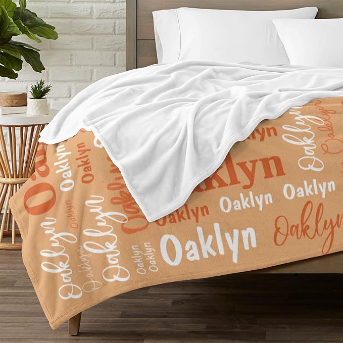 Custom Blanket with Name Personalized Blankets for Kids Adult Boys Girls Flannel Monogrammed Customized Blankets Throw (50''x60'')