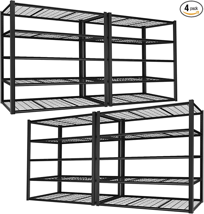 ROOMTEC 60" W Garage Shelving Heavy Duty,33000LBS Storage Shelves,5-Tier Adjustable Metal Shelving Utility Shelf Rack Garage Storage Organize for Storage Industrial, Warehouse, Basement