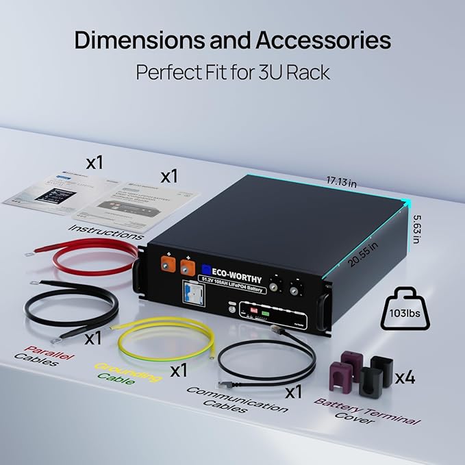 ECO-WORTHY Home Power Station Backup Power,30720Wh LiFePO4 Battery Support Communication、Bluetooth and WiFi,AC 5000W Inverter,Battery Monitor,for Home Backup,Emergency,Solar System Components