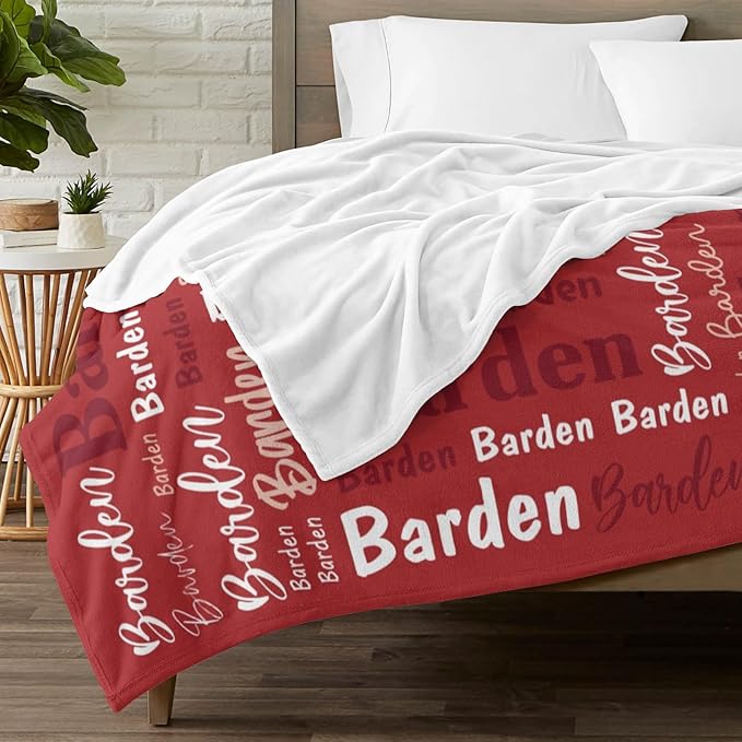 Custom Blanket with Name Personalized Blankets for Kids Adult Boys Girls Flannel Monogrammed Customized Blankets Throw (50''x60'')