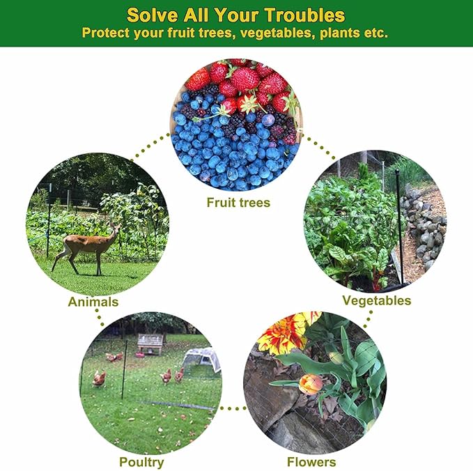 KLEWEE Bird Netting, 13 x 50 FT Heavy Duty Garden Netting for Protect Fruit Trees, Plants and Vegetables from Birds, Deer, Squirrels and Other Animals