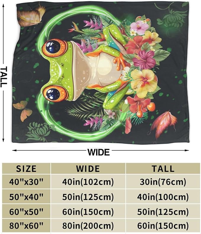 Frog Blanket Super Cozy Soft Animal Throw Warm Plush Fluffy Stuff Gifts for Women Girls Fleece Flannel Gift Blankets for Kids Adults 80"X60"