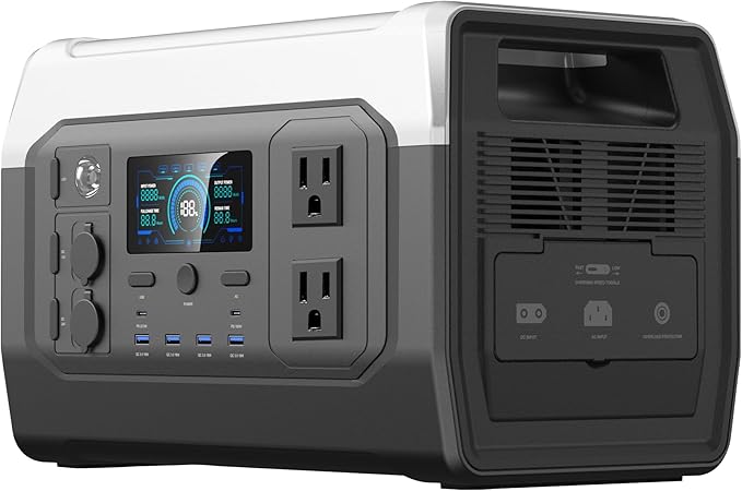 Portable Power Station,1024Wh LiFePO4 Battery, 1600W AC Outlets (2600W Surge),Solar Generator for Outdoor Camping Outages RV Travel Home Backup Power(Solar Panel Optional)