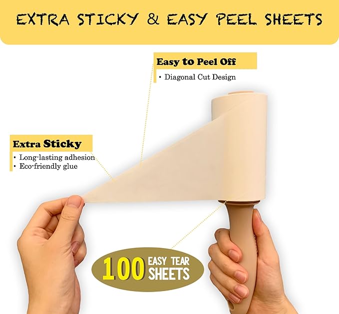 Extra Sticky Lint Roller Refills Only, Total 600 Easy Tear Sheets, Fits Most 3.9"-4" Standard Size Lint Roller with Inner Diameter at 1.5", Works Great On Pet Hair