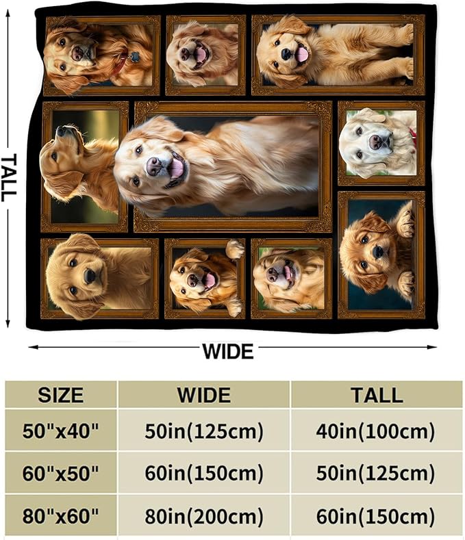 Golden Retriever Blanket, Golden Retriever Dog Throw Blanket, Dog Pet Gifts Blankets Stuff Fleece Flannel Plush for Girls Women Lovers Adults Soft Bedding Gift for Sofa Bed Office Home Decor 80"x60"