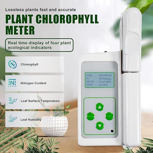 Chlorophyll Tester Accurate Portable GOYOJO Chlorophyll Nitrogen Analyzer Real-time SPAD Measurement, Leaf Temperature Monitoring, Ideal for Precision Farming, Gardening, Environmental Research