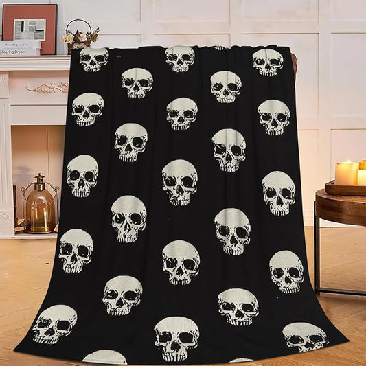 Gothic Skull Blanket, Soft Plush Fleece Throw Blanket - Cozy Warm Stuffed Blankets Bedding Skull Gifts for Women Girls Kids Adults 40"X50"
