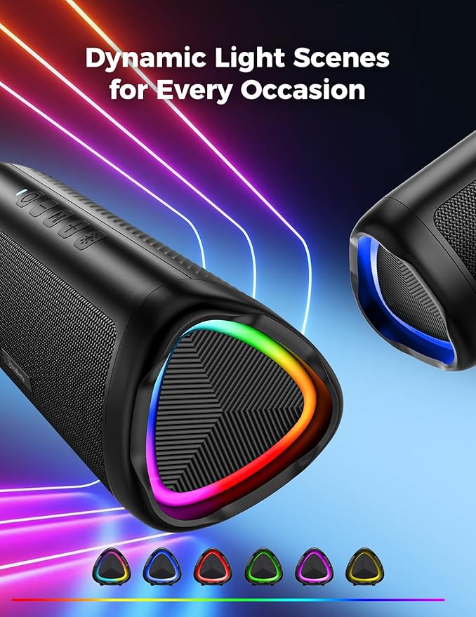 Bluetooth Speaker Gifts for Men: Portable Wireless, IPX5 Waterproof, White Elephant Gifts for Adults, Stocking Stuffers for Teens Boy Girl, Up to 20H Playtime, TWS Pair, for Home/Party/Outdoor (Black)