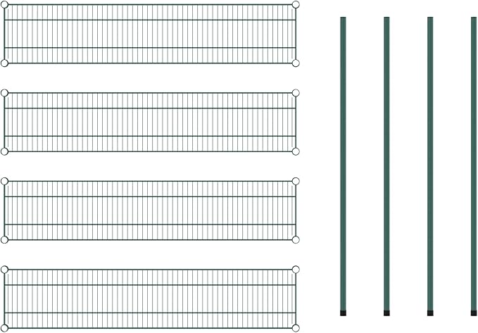 Commercial NSF Listed Green Epoxy Stationary Wire Shelving Kit 12" x 54" x 54", with 4 Shelves Perfect for Warehouse, Walk-in Refrigerator, Freezer, Grocery Store, Restaurant, Dishroom