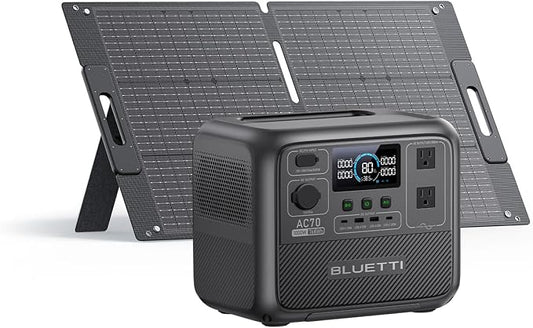 BLUETTI AC70 Solar Generator with 100W Solar Panel (Ships Separately), 768Wh Portable Power Station with 2 1000W (Power Lifting 2000W) AC Outlets, 0-80% in 45 Min, LFP Backup Power for Camping, Trip