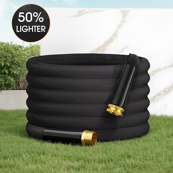 2025 Upgraded 50FT Non-Expanding Garden Hose, Lightweight, Flexible Ultra-Light Water Hose, Burst-Resistant, Lead-Free, Anti-Kink, High-Pressure