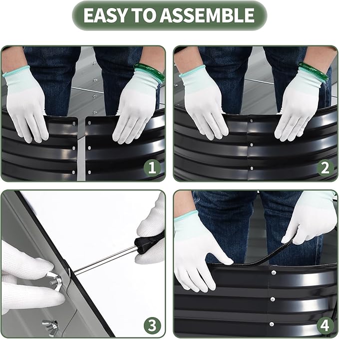 1MORE Galvanized Raised Garden Bed- Planter Garden Boxes Outdoor, Raised Beds for Gardening, 6x2x1.4ft Metal Garden Bed Kit for Vegetables Flower, Planter Raised Bed with Protective Tape.Grey-2pcs