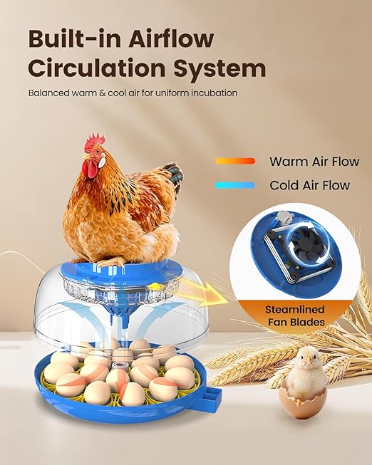 Incubators for Hatching Eggs, 18 Eggs Incubators with Egg Candler Automatic Egg Turner, Temperature & Humidity Control, Full Viewing for Chicken, Duck, Quail, Goose, Parrot and Pigeon